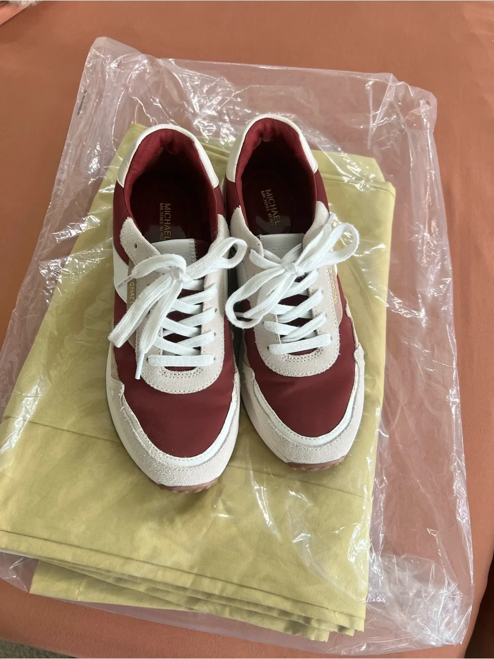 Michael Kors Maroon and White Women's Low-Top Sneakers